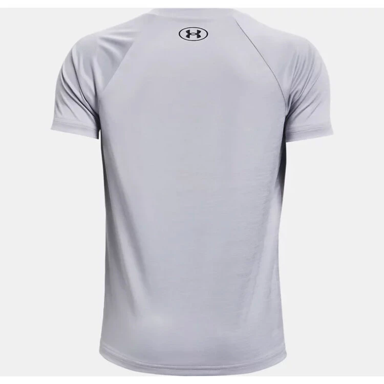 Under Armour Tech Split Logo Hybrid Tee - Youth - Gray 2 Under Armour Tech Split Logo Hybrid Tee - Youth - Gray - Image 2
