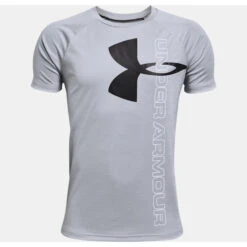 Under Armour Tech Split Logo Hybrid Tee - Youth - Gray