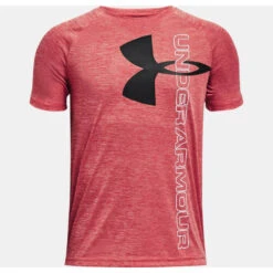Under Armour Tech Split Logo Hybrid Tee - Youth - Red