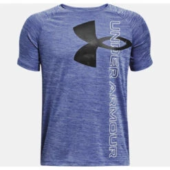 Under Armour Tech Split Logo Hybrid Tee - Youth - Royal